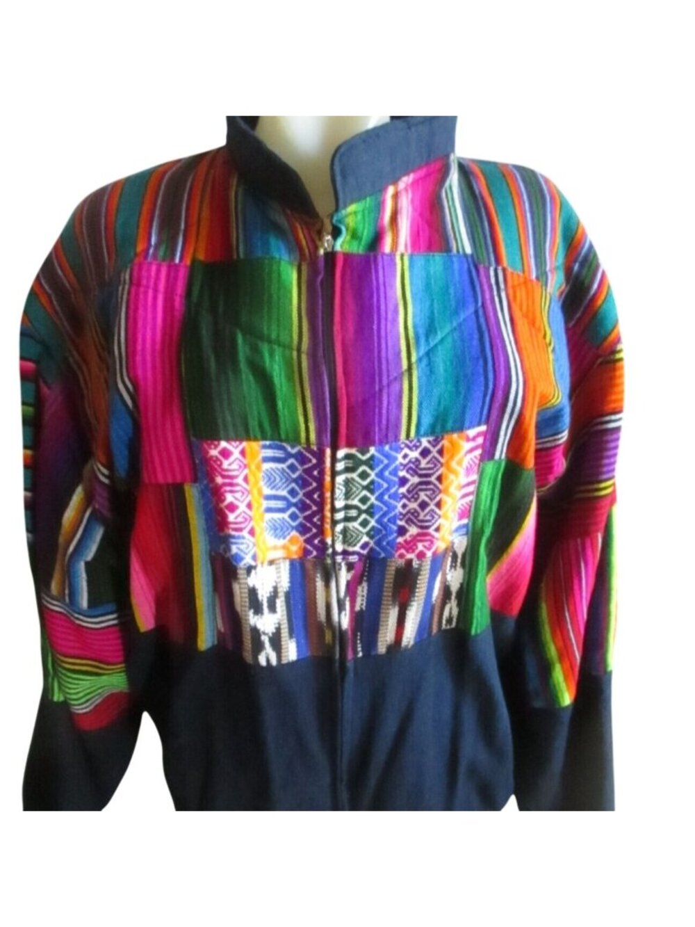 Vintage Guatemala Full Zip Quetzal Women's Jacket XL hand Woven 1990's Hippie xl